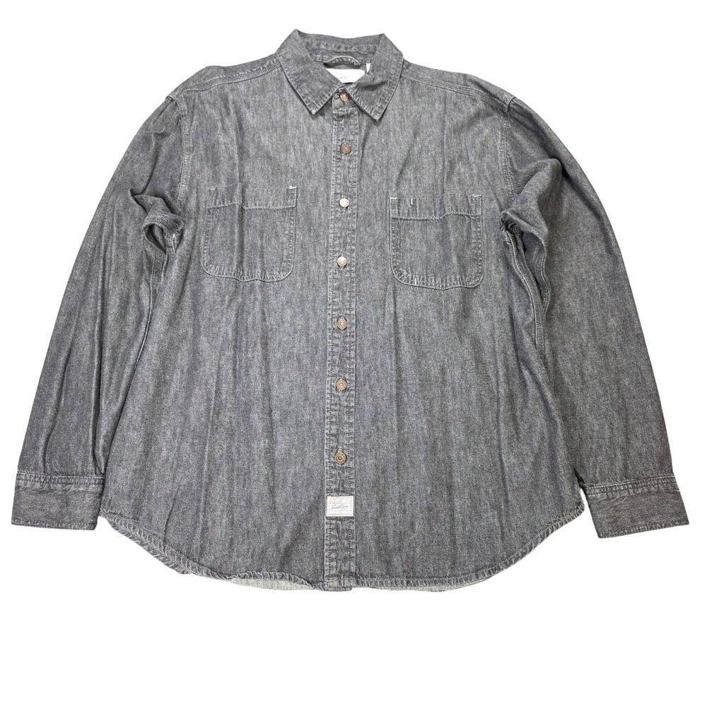 Levi Strauss Signature Denim Button Down Shirt Men's Size XL Charcoal Gray Y2K